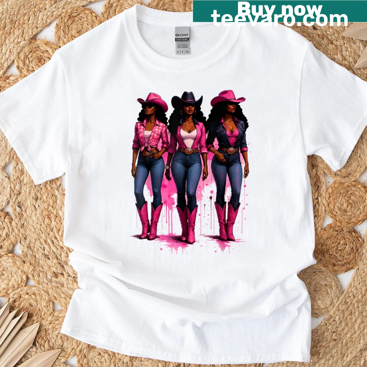 Graphic T-shirt featuring black western rodeo boots illustration — on a men's t-shirt