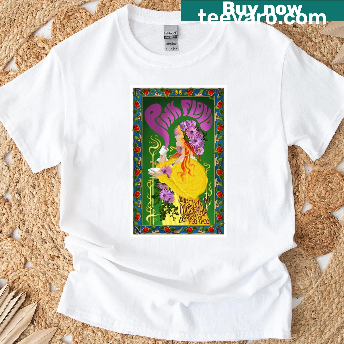 Pink Floyd live performance graphic T-shirt — on a men's t-shirt