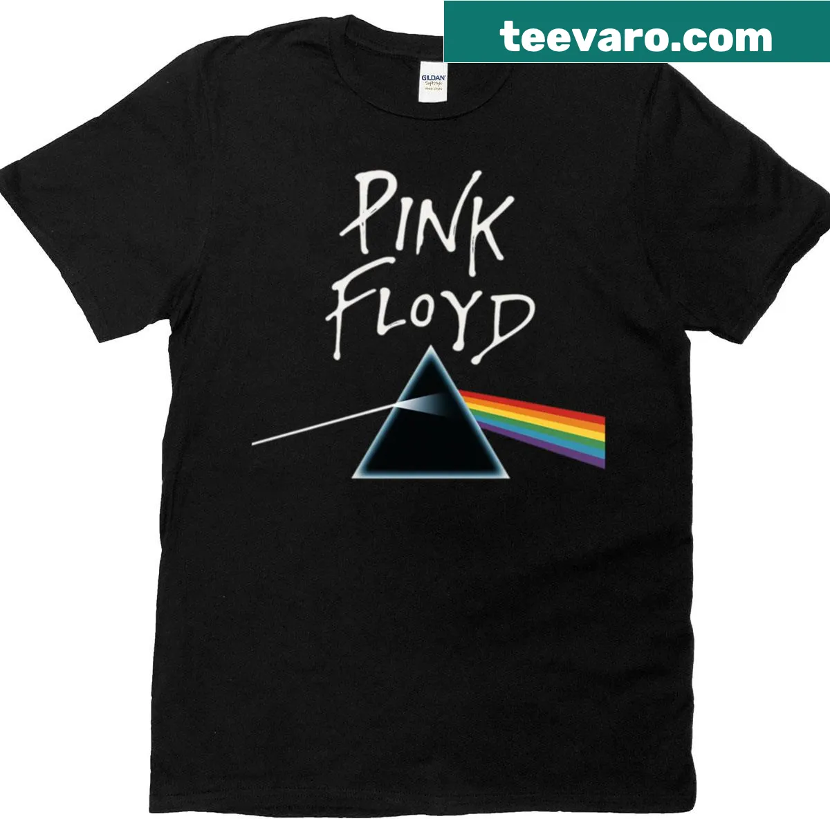 Tribute T-shirt for Pink Floyd featuring artwork inspired by Dark Side of the Moon — on a men's t-shirt