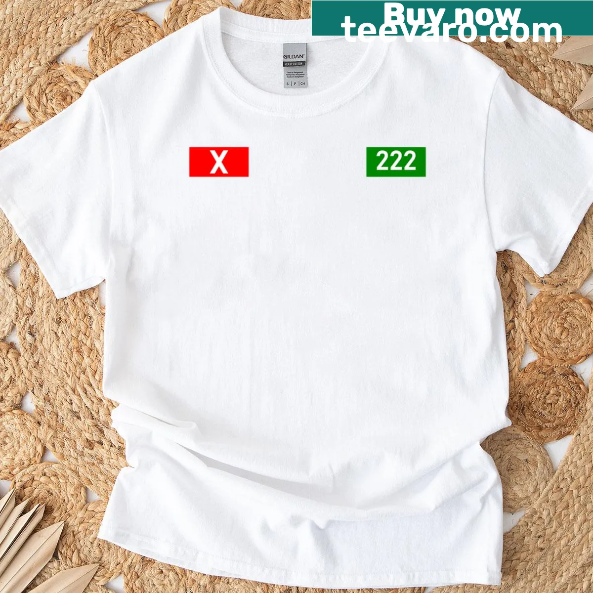 Gaming T-shirt with the title Player 222 from Squid Game — on a men's t-shirt