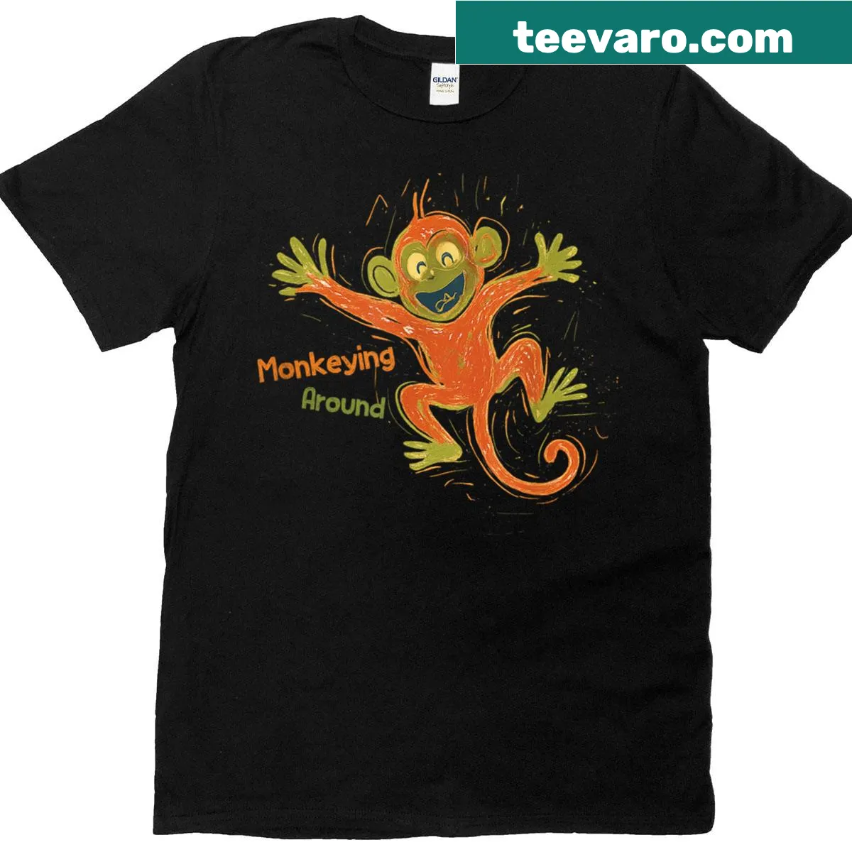 Playful monkey graphic t-shirt for kids — on a men's t-shirt