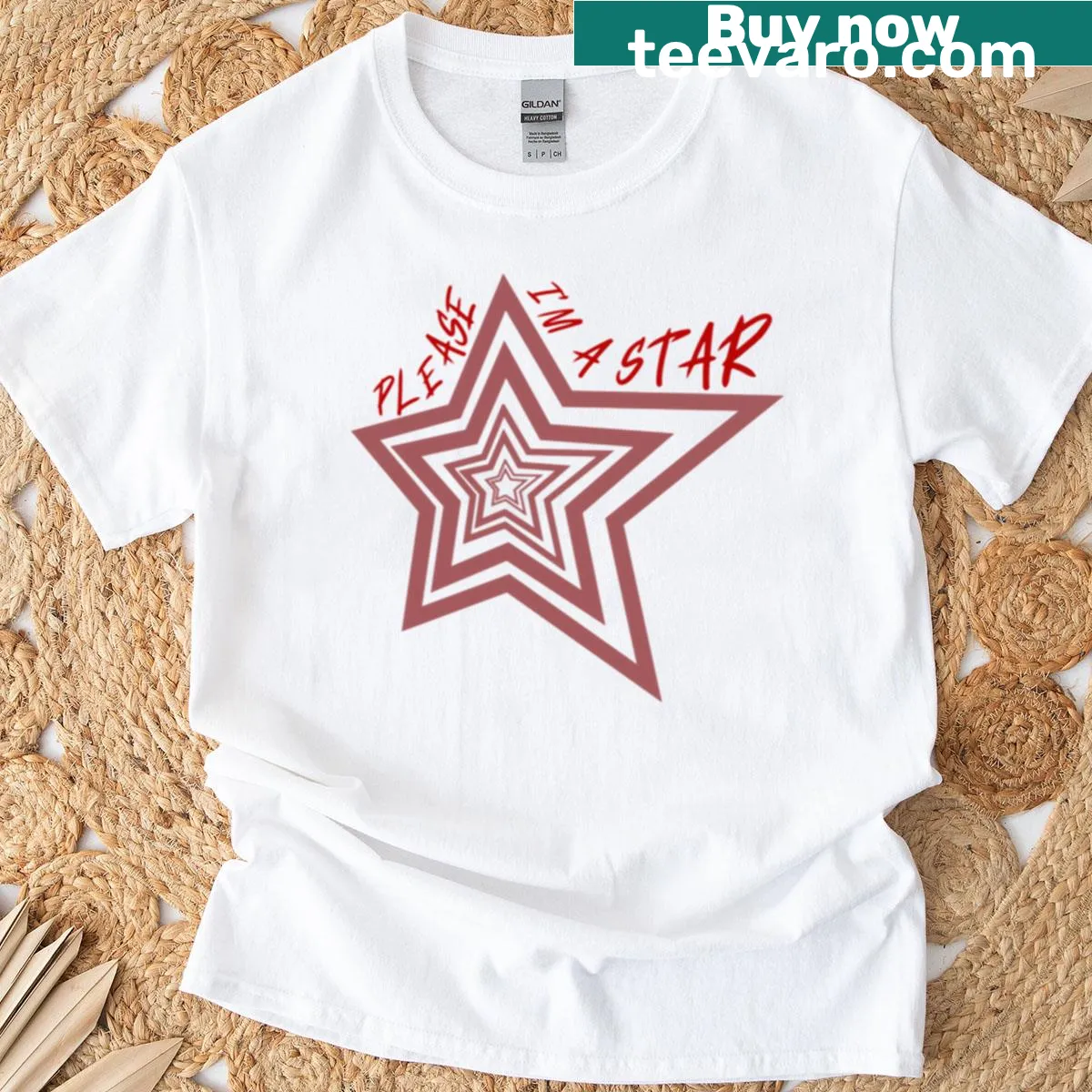 T-shirt with playful 'Please, I’m A Star' graphic — on a men's t-shirt
