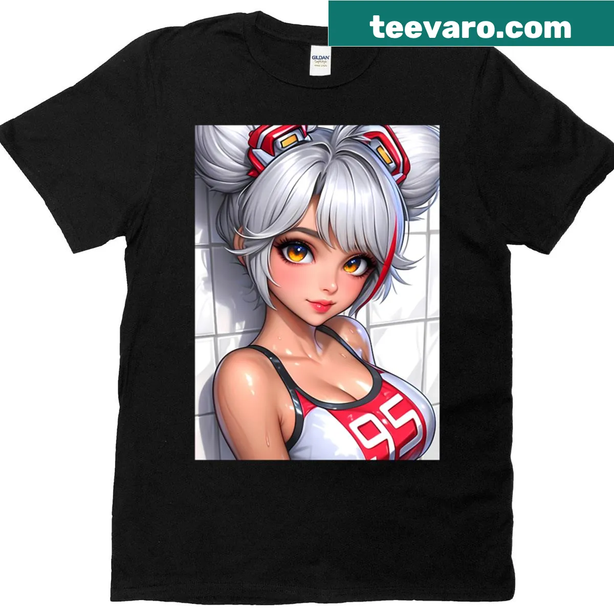 Anime-inspired Prinz Eugen graphic on cropped T-shirt — on a men's t-shirt