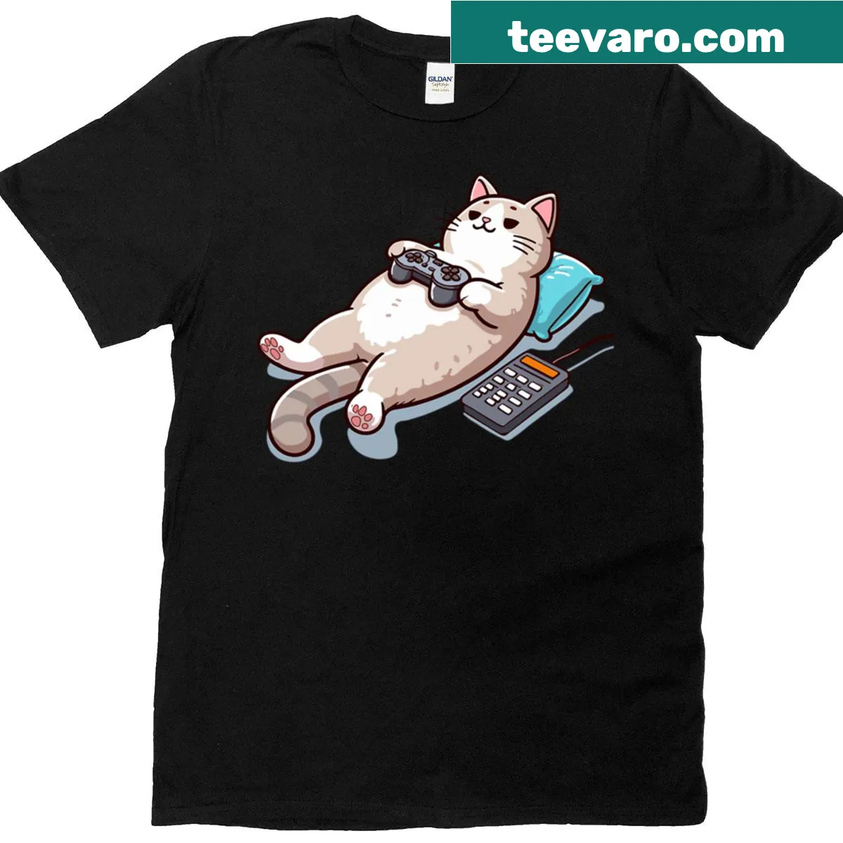 Oversized T-shirt with 'Gamer Mode Activated' and cat graphic — on a men's t-shirt