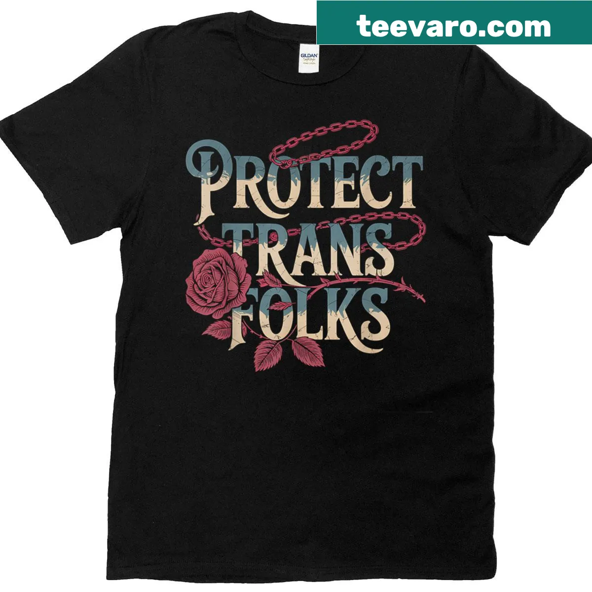 Vintage T-shirt stating 'Protect Trans Folks' in bold typography — on a men's t-shirt