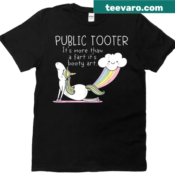 Funny T-shirt with the phrase Public Tooter in playful typography