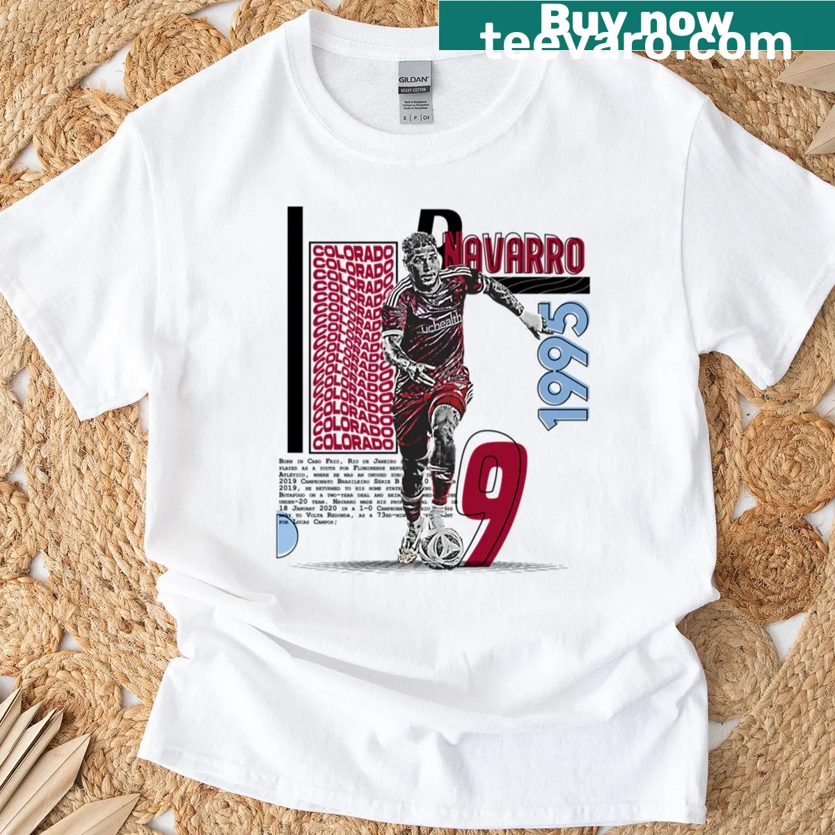 Playful soccer player t-shirt for kids featuring energetic design — on a men's t-shirt