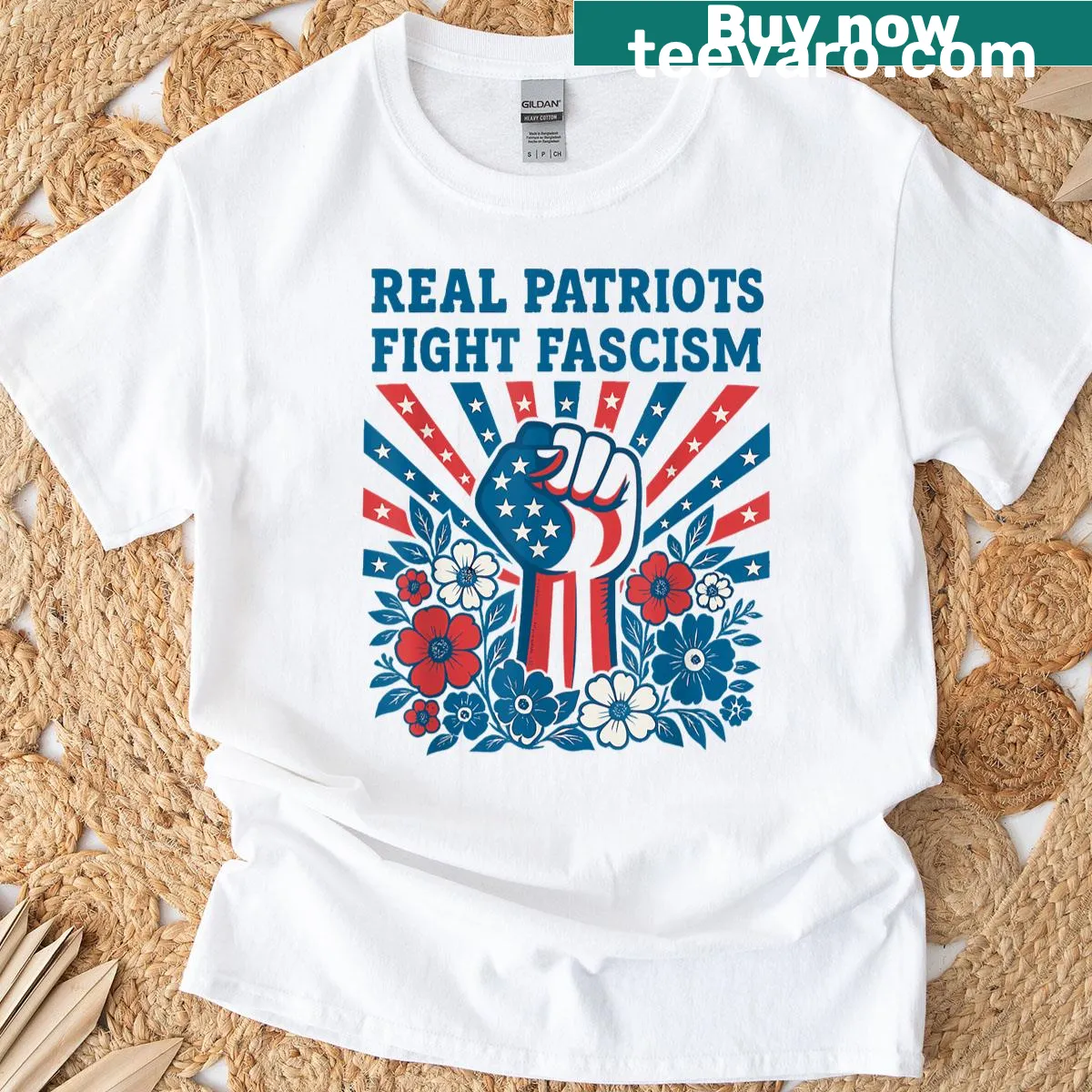 Bold resistance T-shirt with a message against fascism — on a men's t-shirt