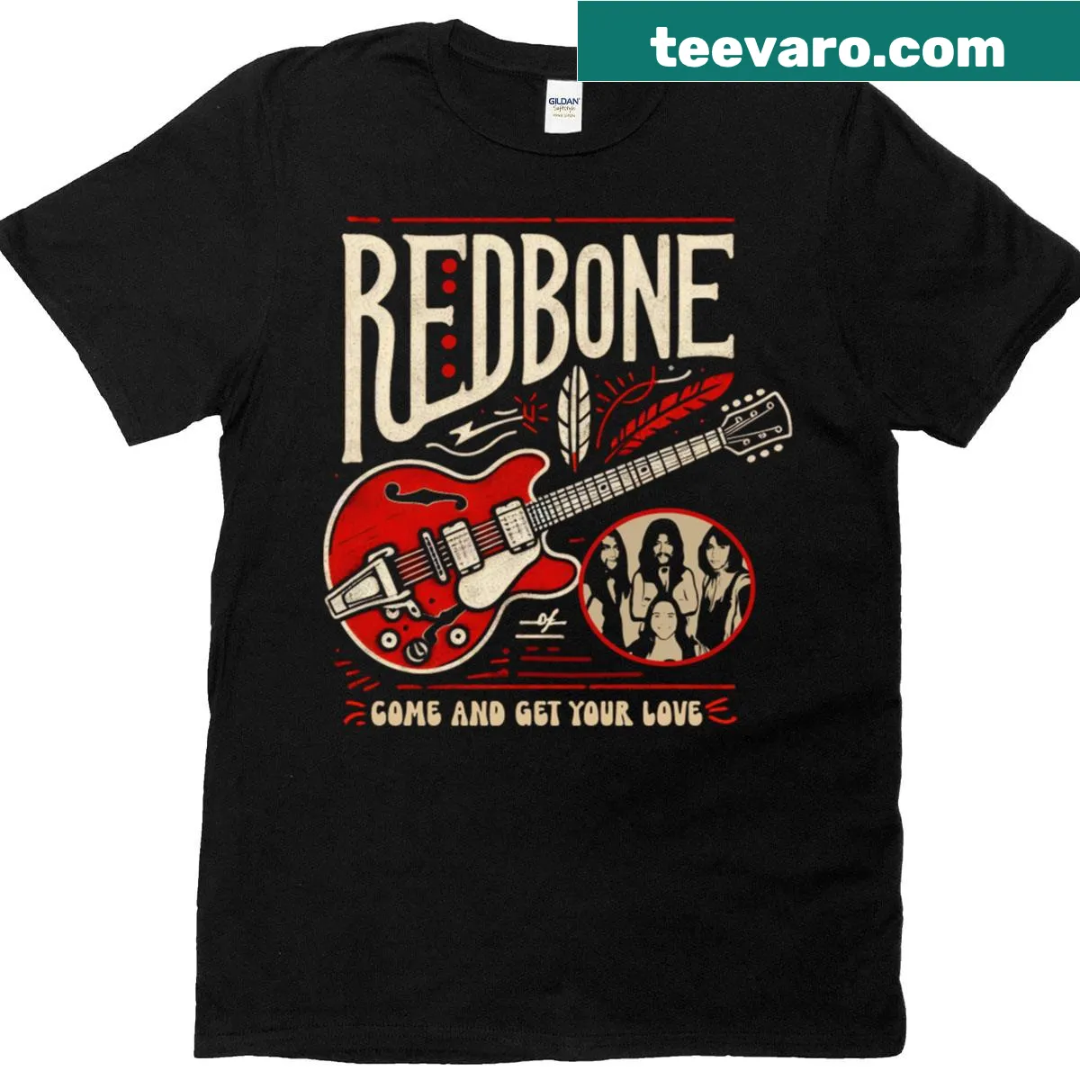Nostalgic graphic honoring the band Redbone for music fans — on a men's t-shirt