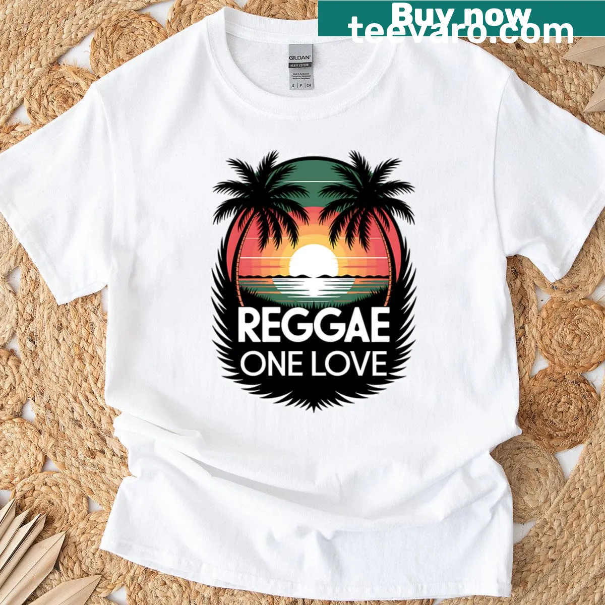 Reggae One Love T-shirt with bold typography design — on a men's t-shirt