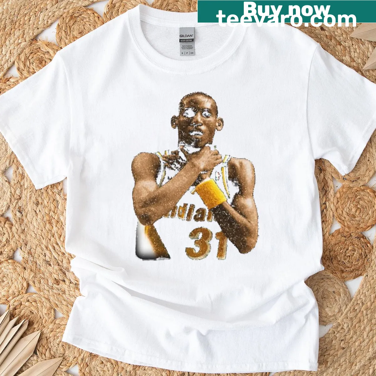 Vintage t-shirt celebrating Reggie Miller with 'The Knick Killer' text — on a men's t-shirt