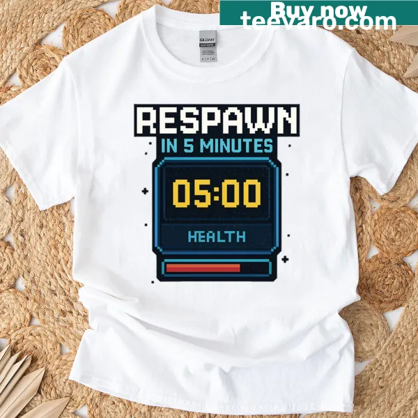 Funny gamer t-shirt with retro quote about respawning