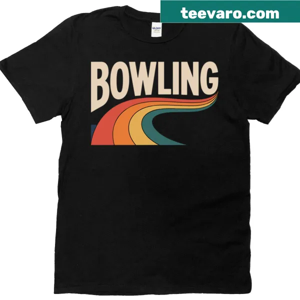 Bowling-themed T-shirt with playful design and stripes