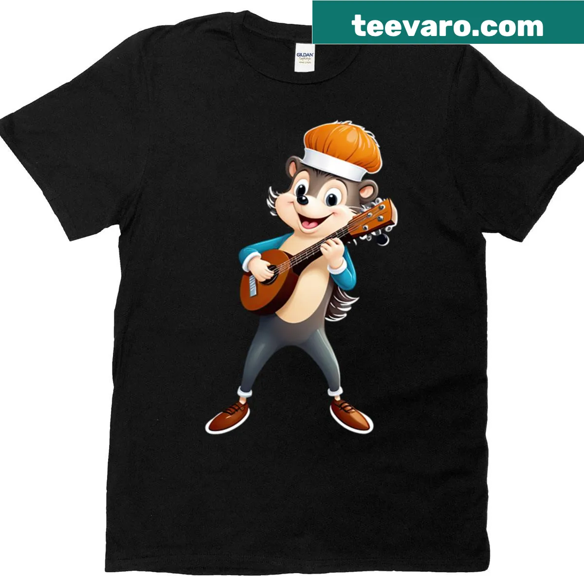 Cartoon-style t-shirt featuring a playful hedgehog graphic — on a men's t-shirt