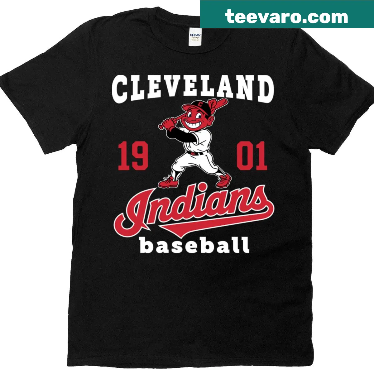 Vintage Cleveland Indians t-shirt with retro logo — on a men's t-shirt