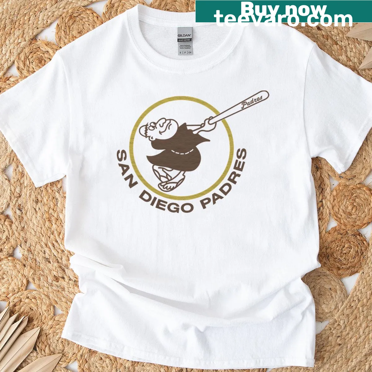 Vintage-style San Diego Padres 1969 T-shirt — on a men's t-shirt
