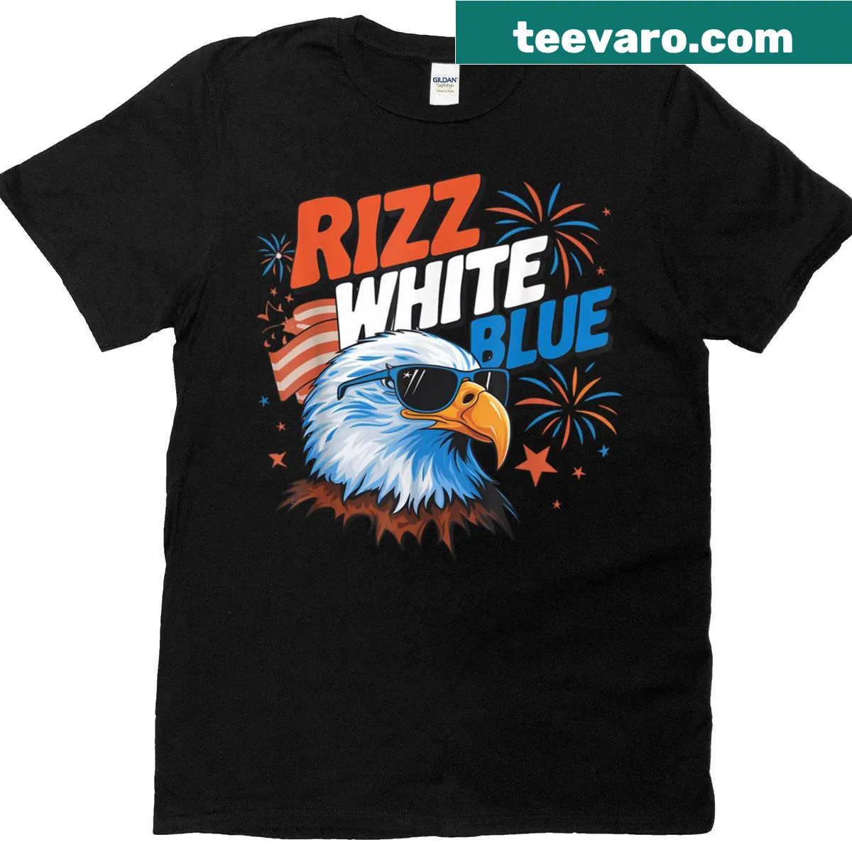 Patriotic t-shirt featuring an eagle and American flag design — on a men's t-shirt