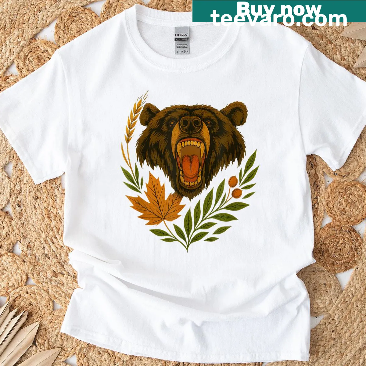 Retro tattoo-style graphic T-shirt featuring a roaring panther — on a men's t-shirt