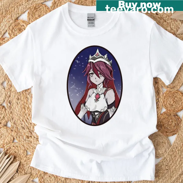 Illustration of Rosaria from Genshin Impact on a t-shirt