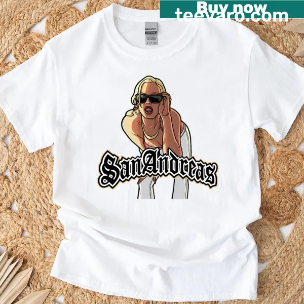 Illustrated San Andreas T-shirt with geological theme