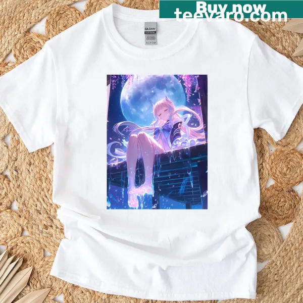 Oversized T-shirt featuring Sangonomiya Kokomi and wisteria design