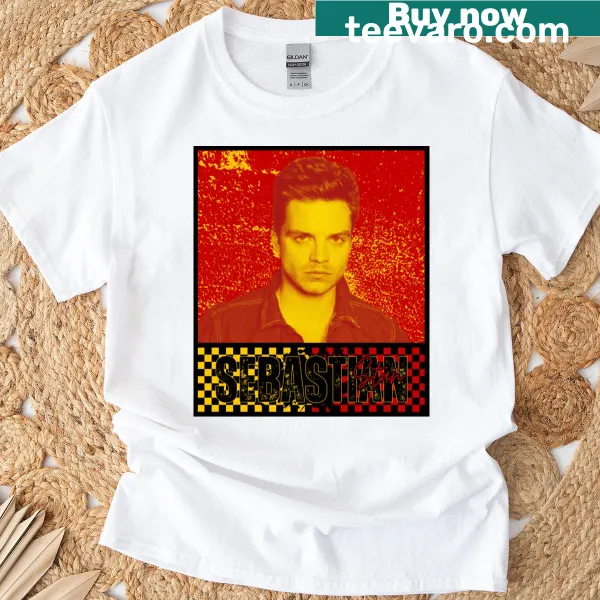 T-shirt featuring a graphic illustration of actor Sebastian Stan.
