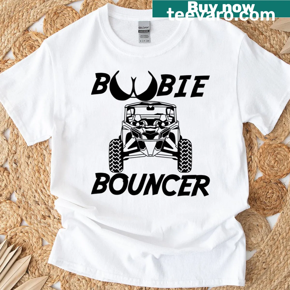 Illustrated t-shirt featuring a side-by-side UTV design — on a men's t-shirt