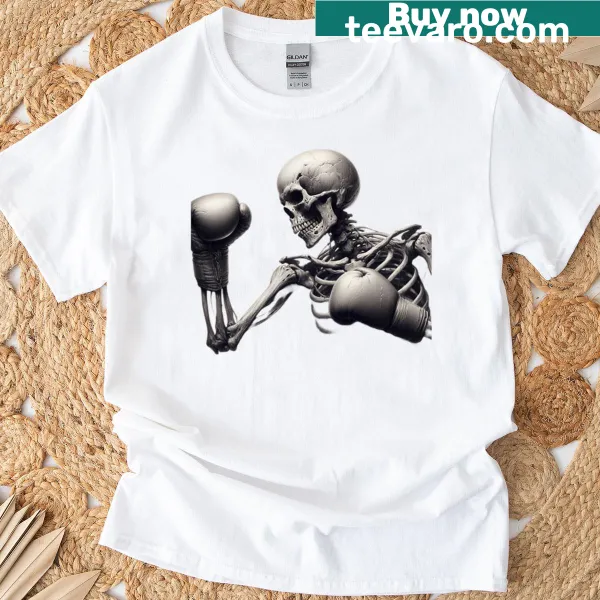 Skeleton boxing graphic sketch on a T-shirt