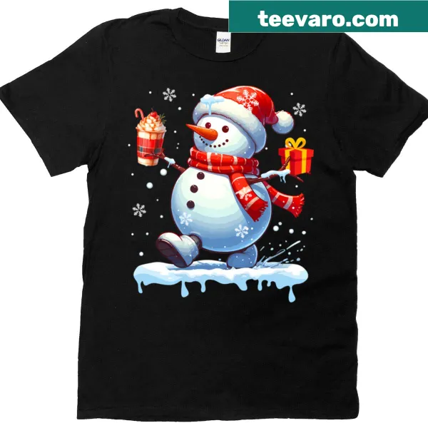 Heartwarming illustration of snowmen drinking coffee together