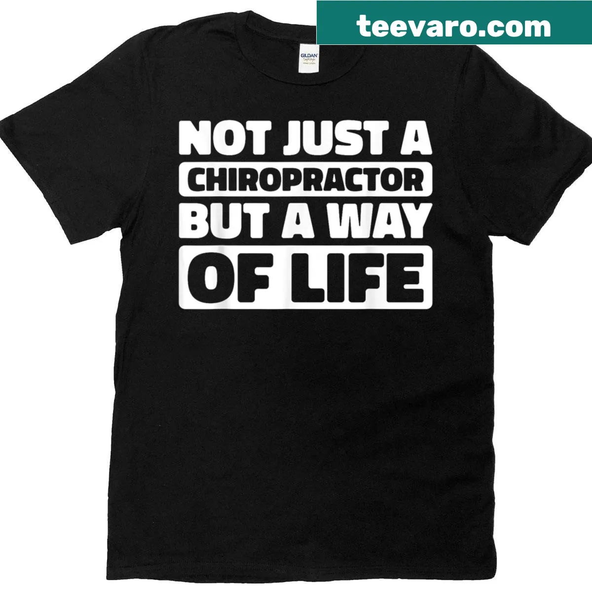 Chiropractor t-shirt with spinal adjustment graphic — on a men's t-shirt