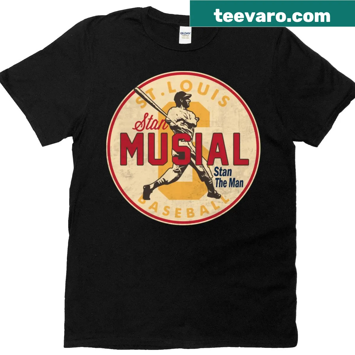 St. Louis Baseball Slugger t-shirt with classic baseball illustration — on a men's t-shirt