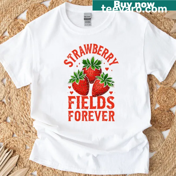 Oversized t-shirt with a serene strawberry fields design