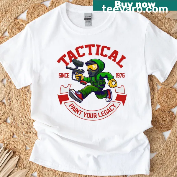 Tactical paintball emblem design on a T-shirt