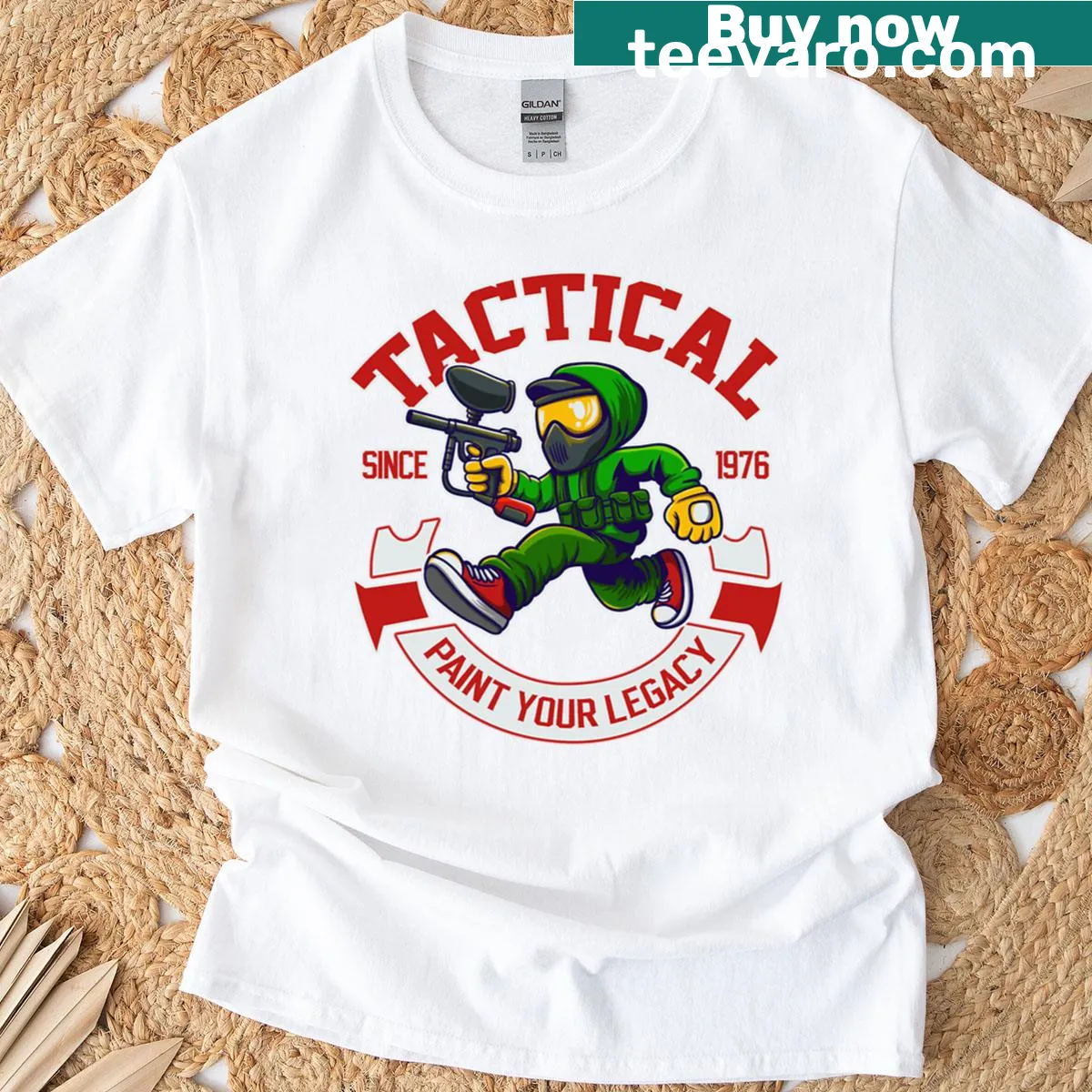 Tactical paintball emblem design on a T-shirt — on a men's t-shirt