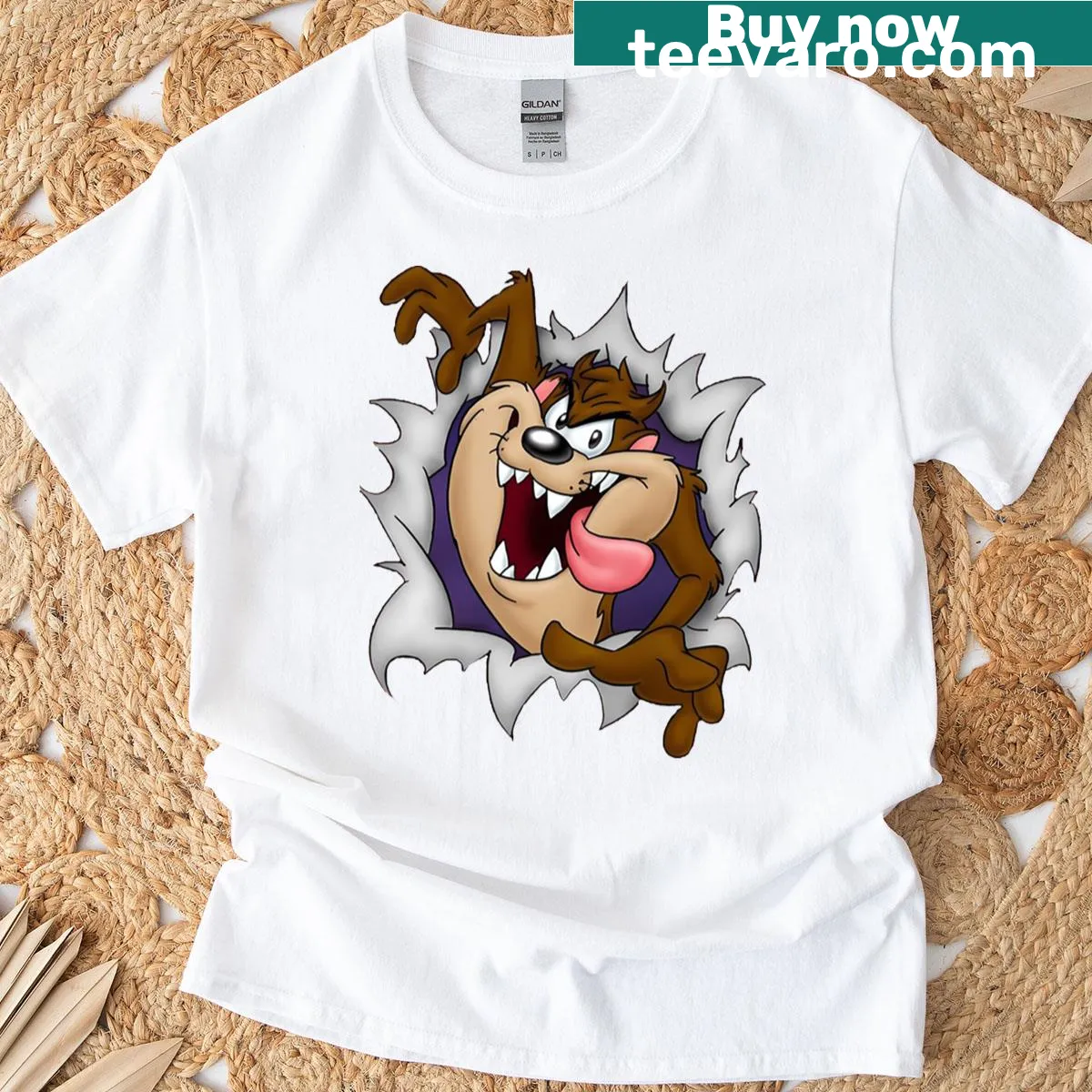 Cartoon Tasmanian Devil design on a T-shirt — on a men's t-shirt