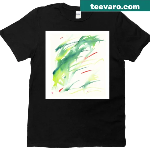 Rock band-themed T-shirt with a framed design.