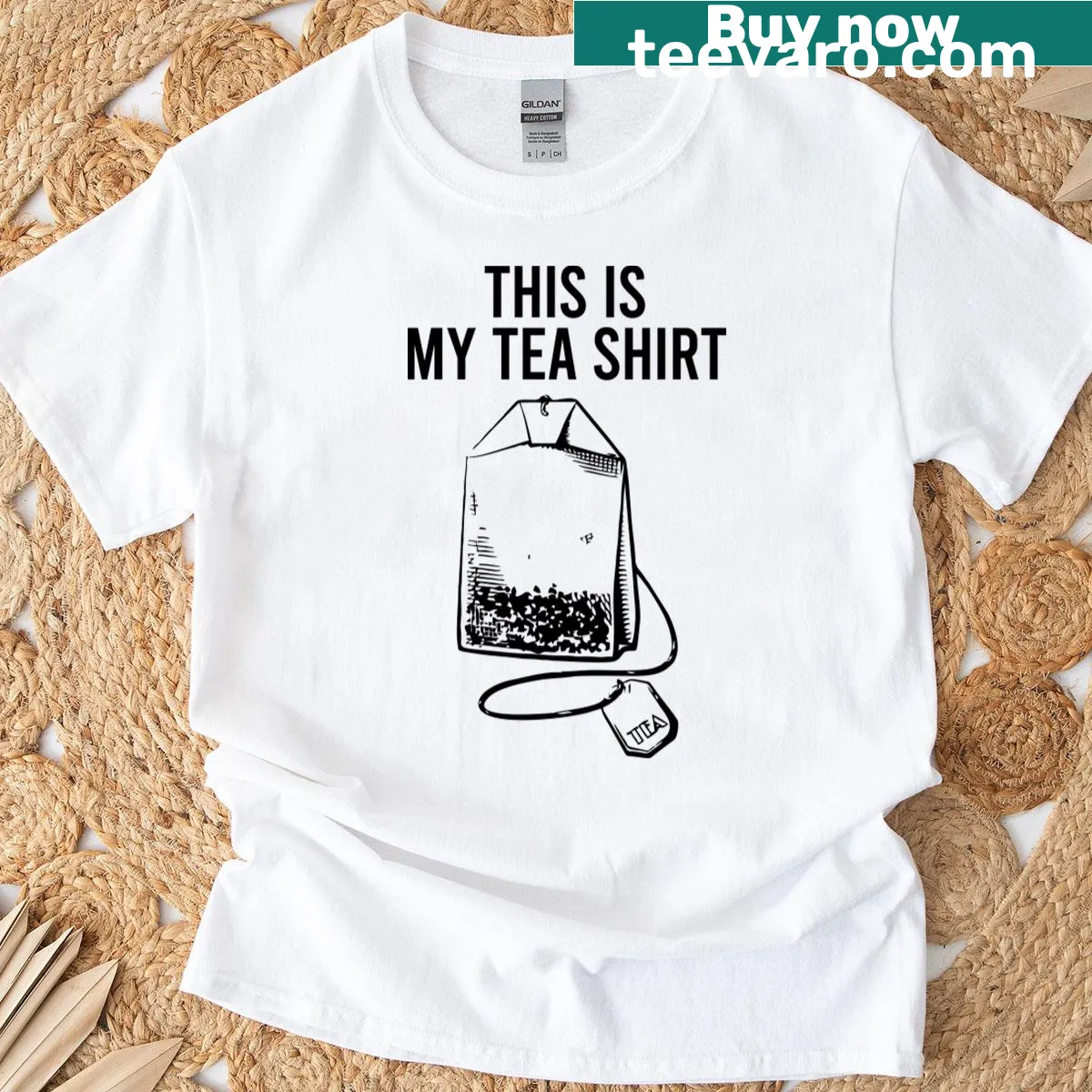 T-shirt with the phrase 'This Is My Tea' in a cute hand-lettered style — on a men's t-shirt