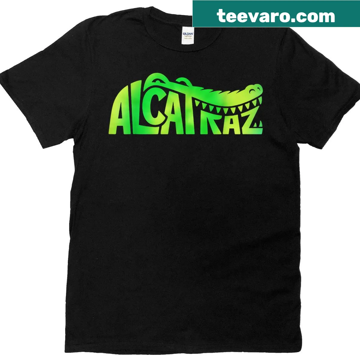 Minimalist alligator silhouette on a T-shirt with a playful theme — on a men's t-shirt