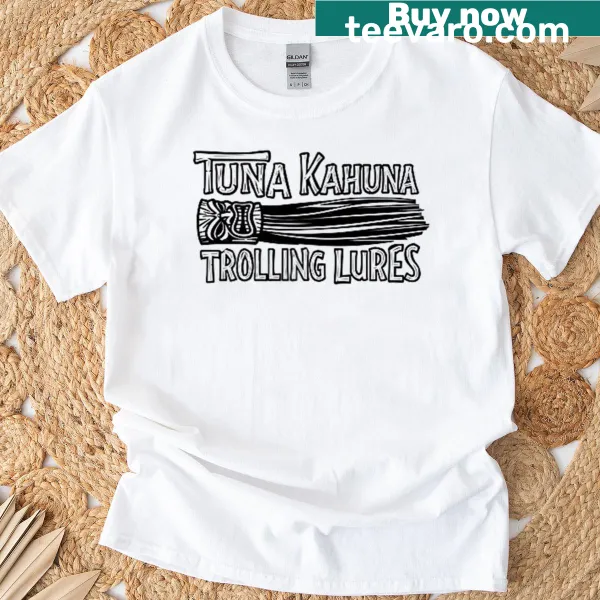 Illustration of a tiki trolling lure on a T-shirt.