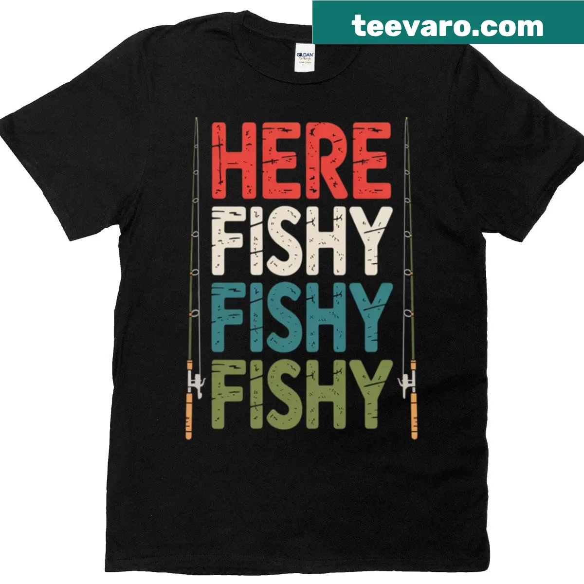 Illustrated T-shirt expressing love for fishing — on a men's t-shirt