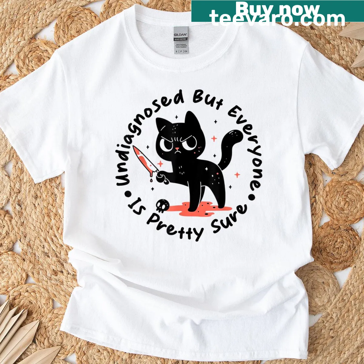 Text T-shirt with the quote 'Undiagnosed But Everyone's Pretty Sure' — on a men's t-shirt