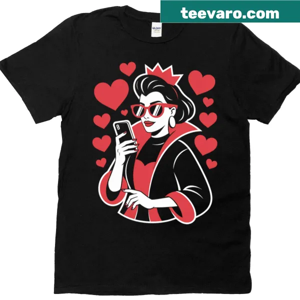 Bold typography t-shirt proclaiming 'Queen of Hearts'