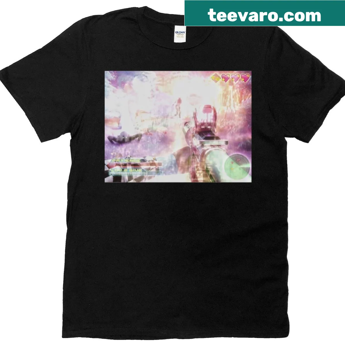 Vintage-inspired Video Game t-shirt with classic gaming imagery — on a men's t-shirt