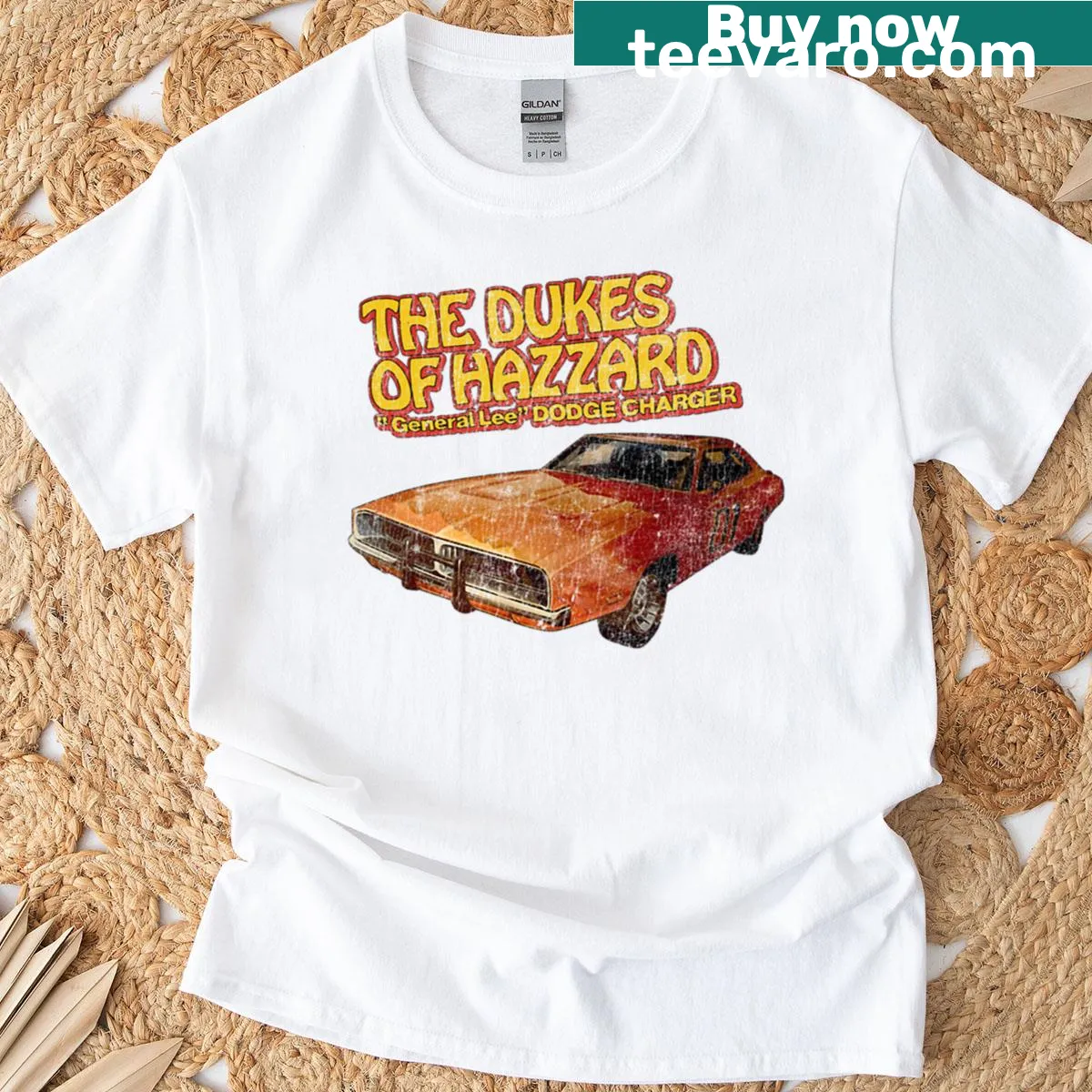 Vintage General Lee T-shirt from Hazzard County series — on a men's t-shirt