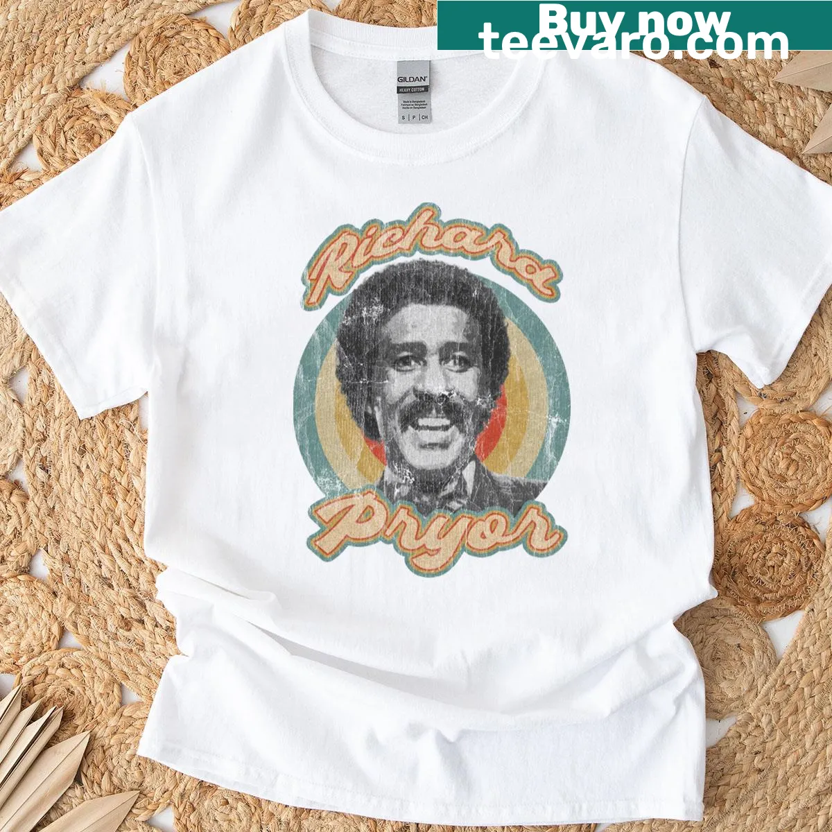 Retro Richard Pryor t-shirt with humorous print — on a men's t-shirt
