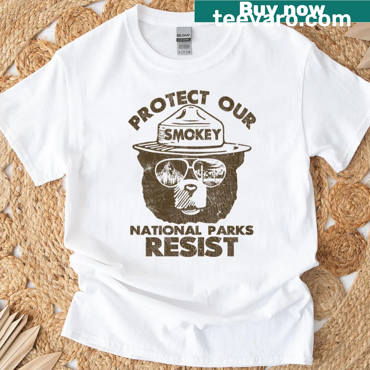 Vintage Smokey the Bear t-shirt with conservation message — on a men's t-shirt