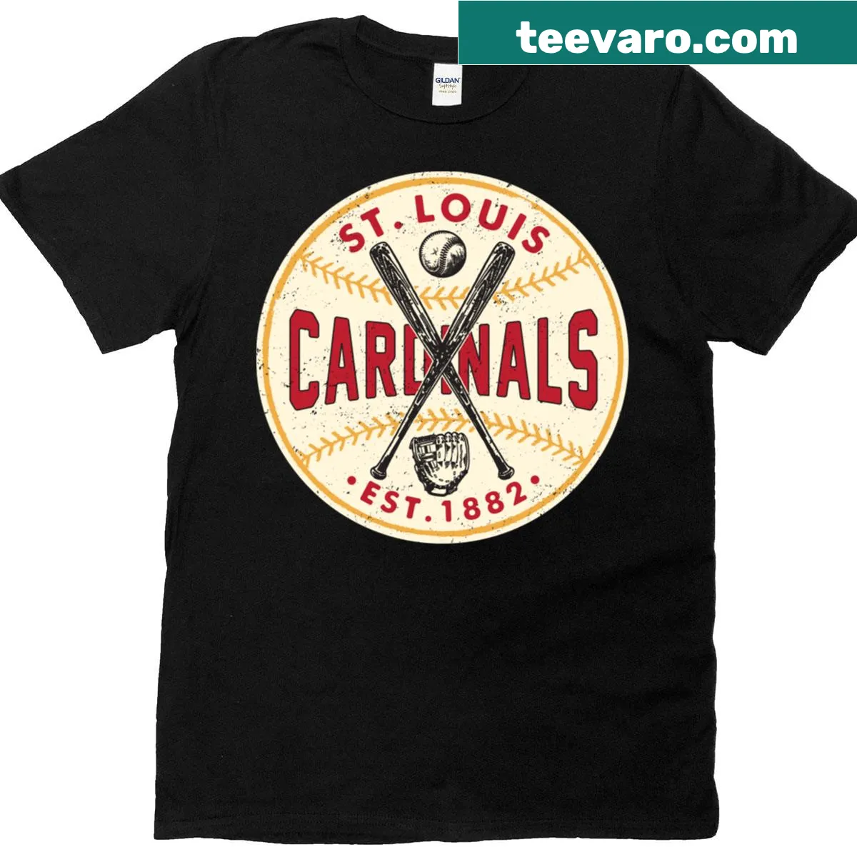Vintage St. Louis baseball-themed T-shirt — on a men's t-shirt