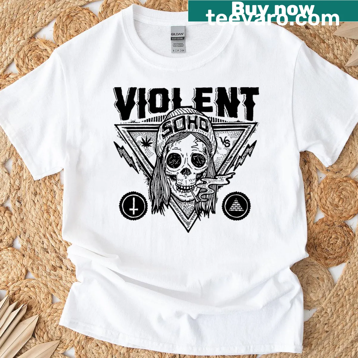 Violent Soho t-shirt featuring the band's logo design — on a men's t-shirt
