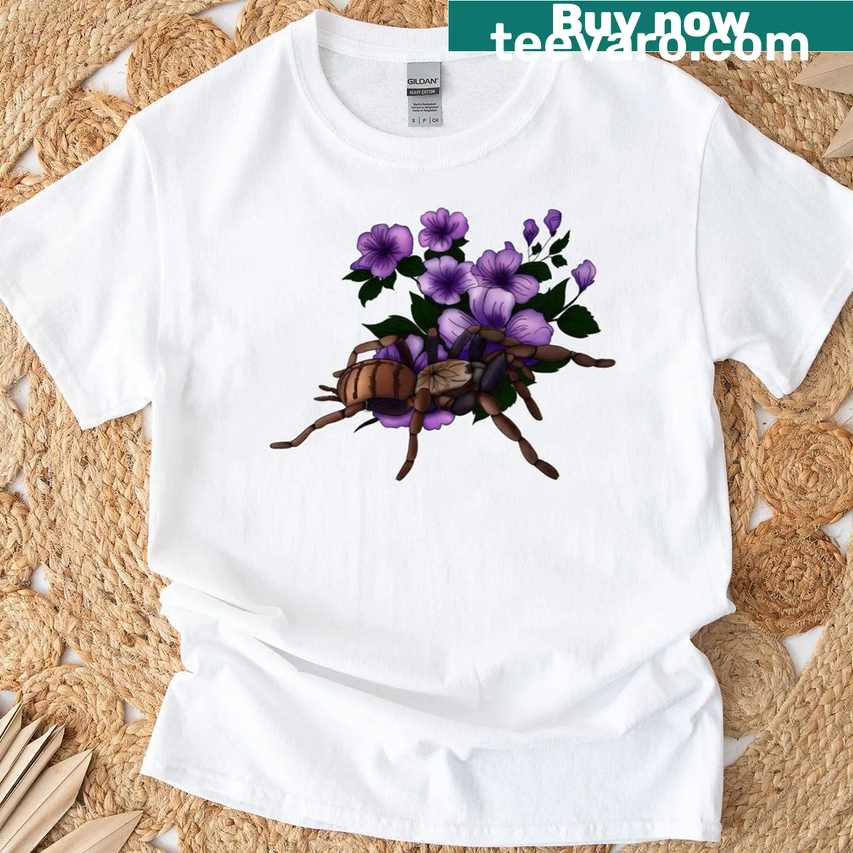Illustrated Indian Violet design on a classic T-shirt — on a men's t-shirt