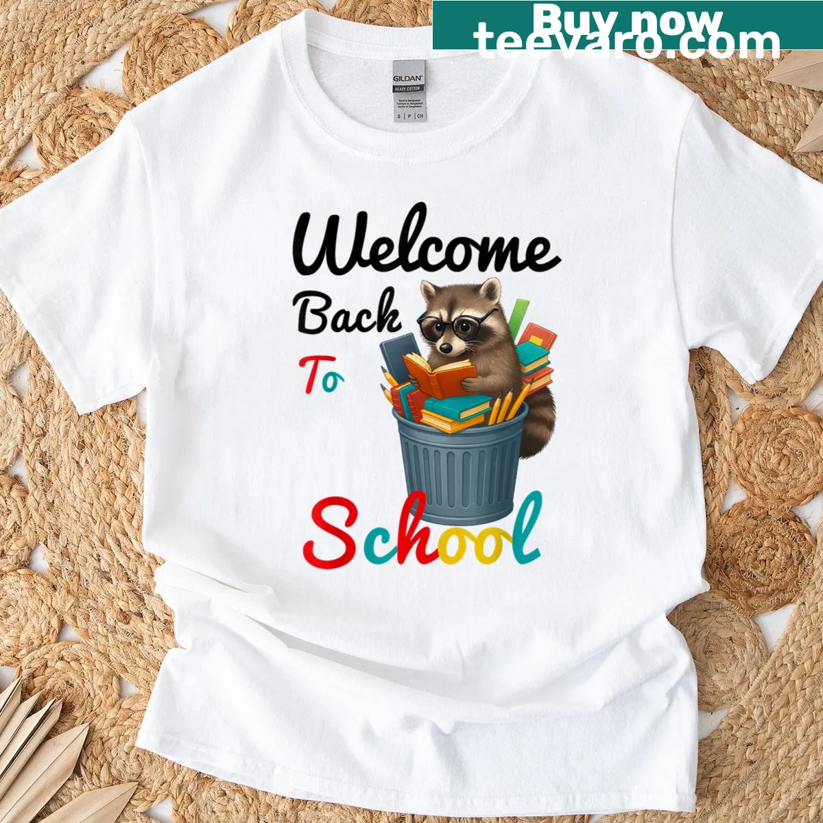 Raccoon illustration on a back-to-school t-shirt for kids and teachers — on a men's t-shirt
